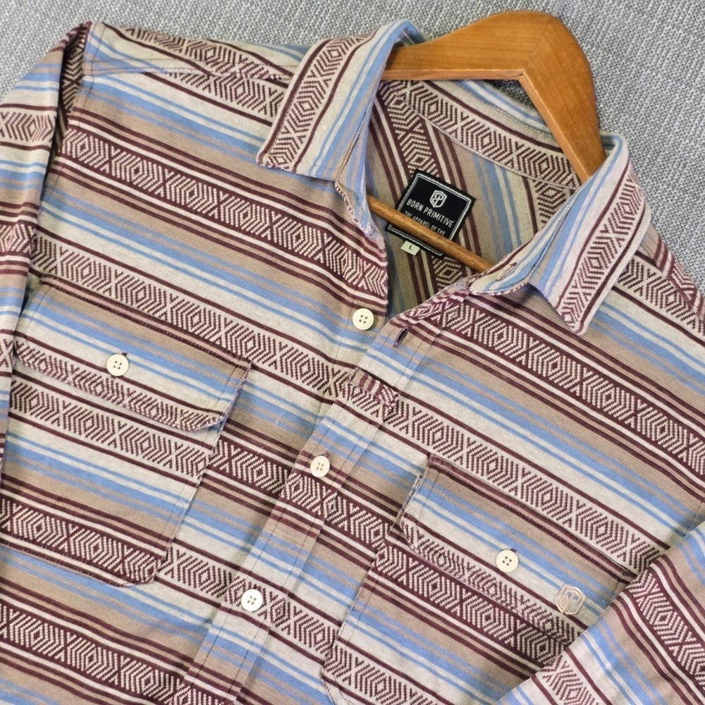 Born Primitive Casual Shirt Mens Large Southwestern Button-Up Rugged Aztec Boho